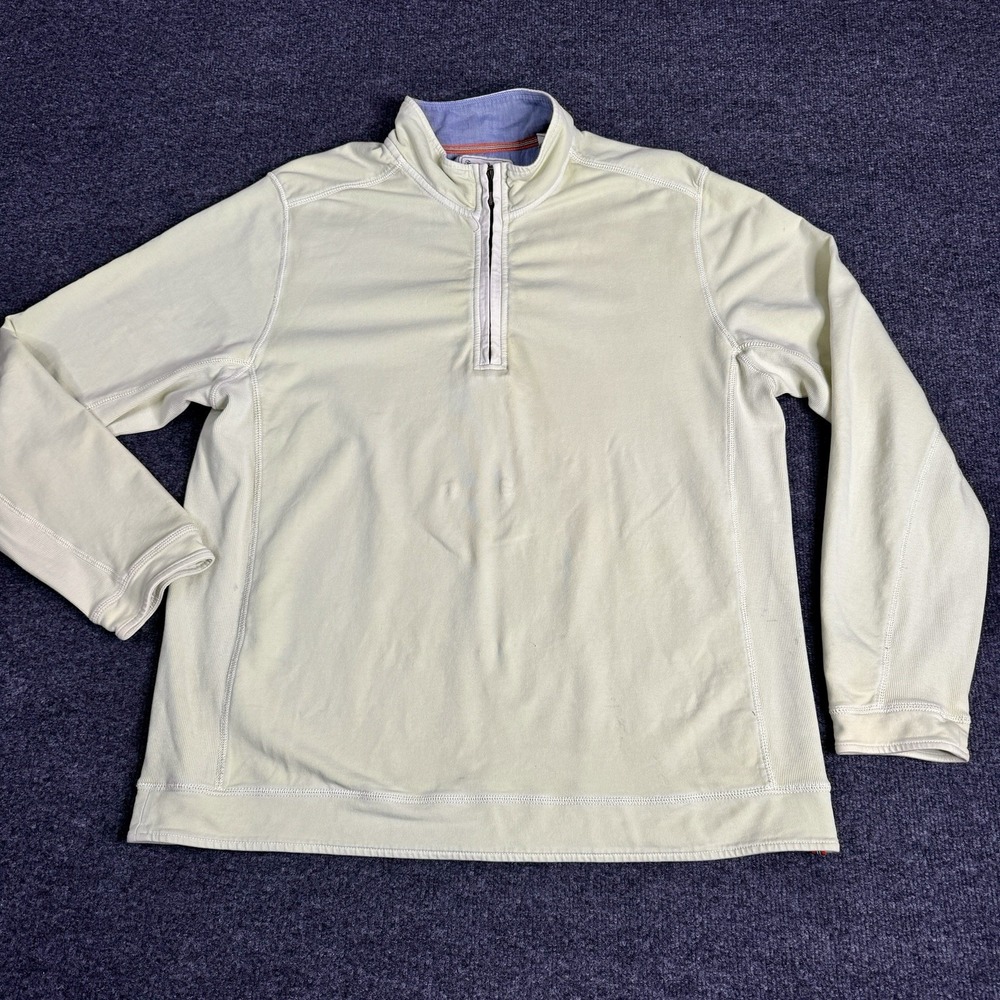 TOMMY BAHAMA Island Crafted 1/4 Zip Pullover Sweater Men XL Green Casual